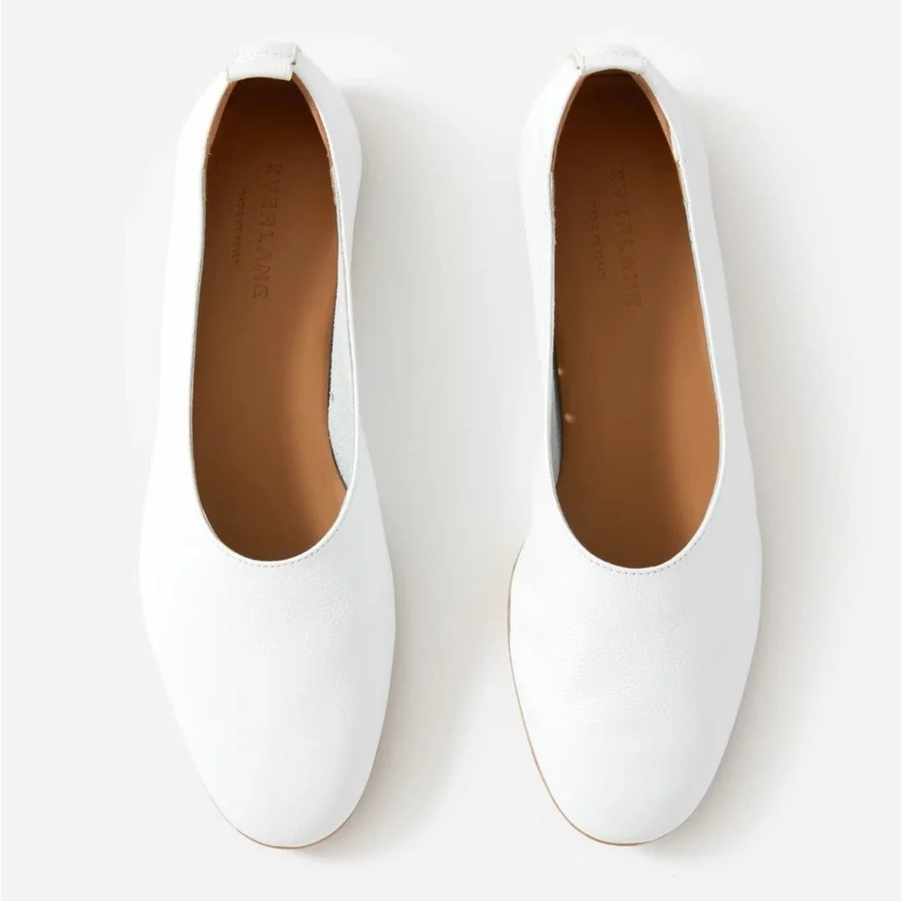 EVERLANE The Italian Leather Day Glove in Bright White Flats Slip On Size 8 NEW